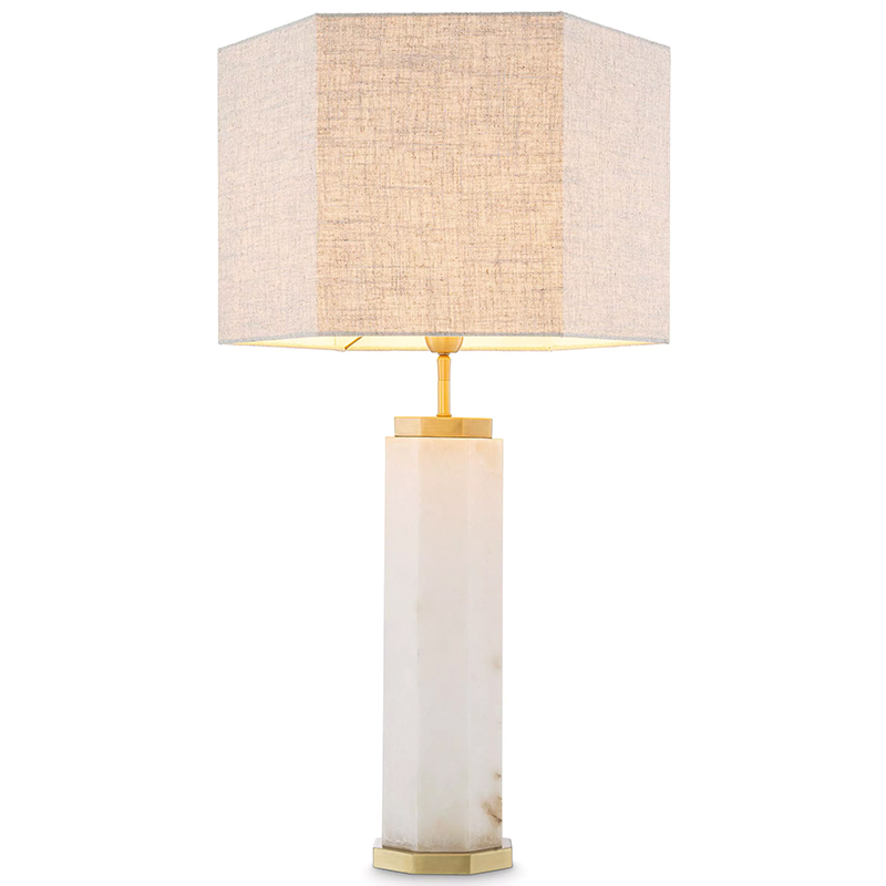 Настольная лампа Eichholtz Table Lamp Newman Alabaster Латунь Серый Белый в Перми | Loft Concept 