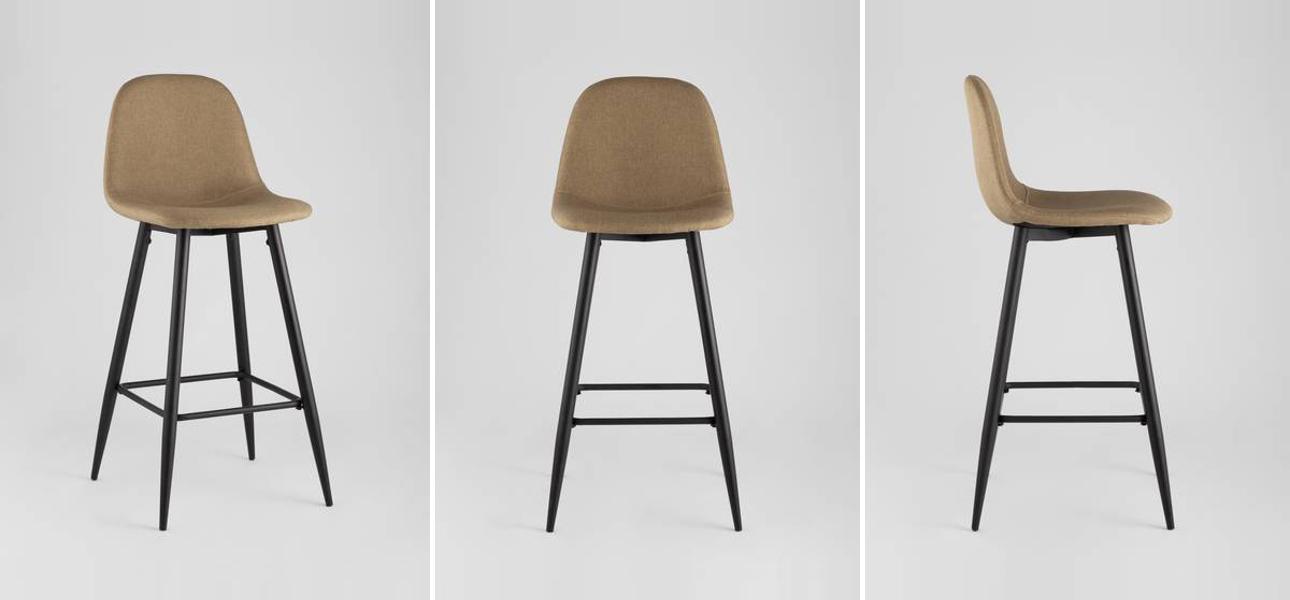 Барный Стул Archie Chair Бежевая Рогожка - фото