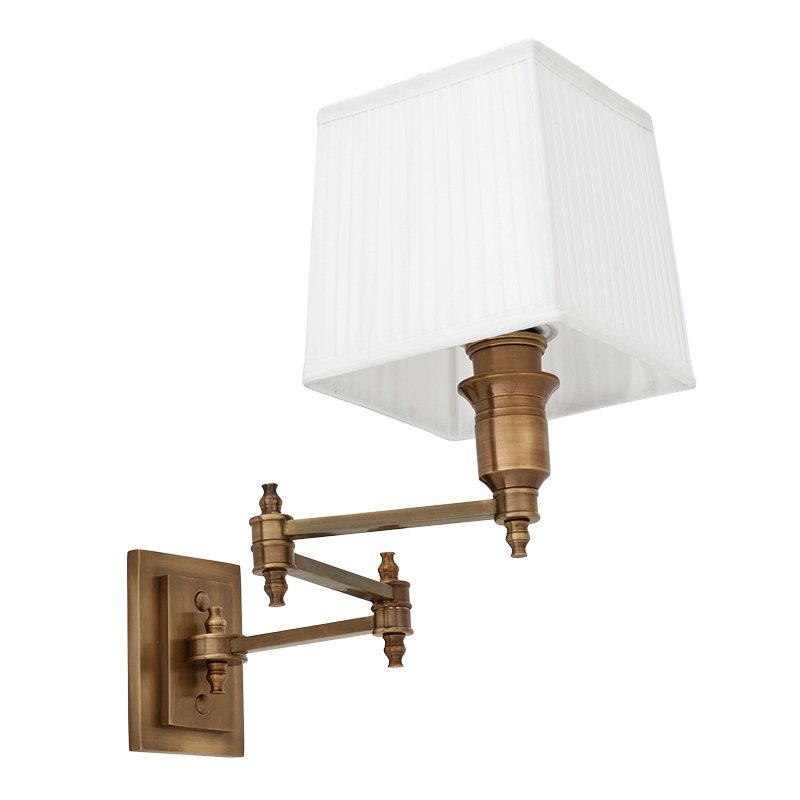 Бра Wall Lamp Lexington Swing Brass+White Латунь Античная полированная Белый в Перми | Loft Concept 