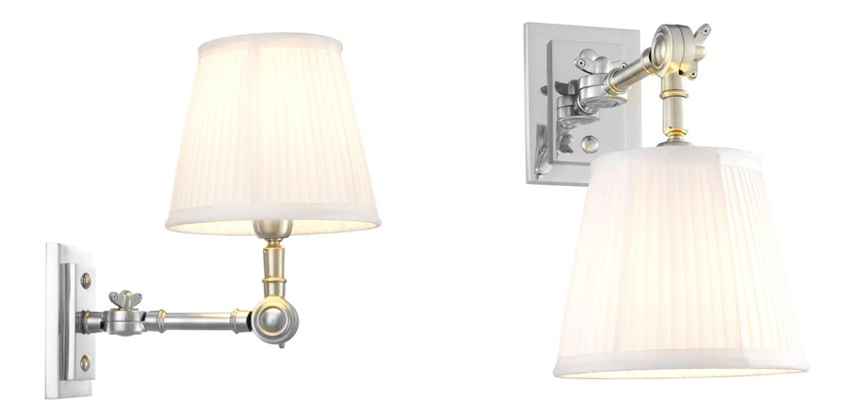 Бра Wall Lamp Wentworth Single Nickel+White Бра Wall Lamp Wentworth Single Nickel+White - Loft-Concept в Перми