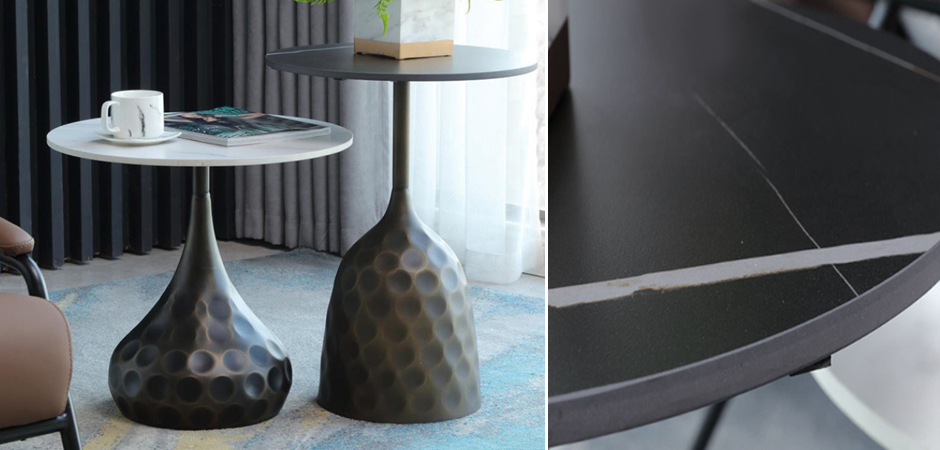 Приставной стол Cluster Surface Bronze Black Stone Side Table - фото №1