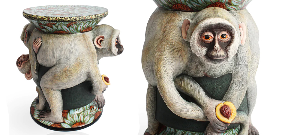 Табурет Обезьяна с фруктом ручная работа Monkey Side Table Табурет Обезьяна с фруктом ручная работа Monkey Side Table - Loft-Concept в Перми