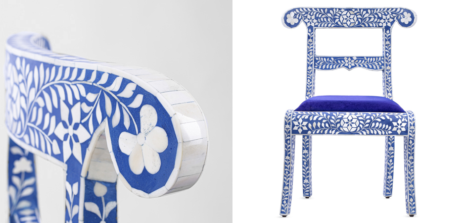 Стул инкрустация костью Bone Inlay Chairs синий Стул инкрустация костью Bone Inlay Chairs синий - Loft-Concept в Перми