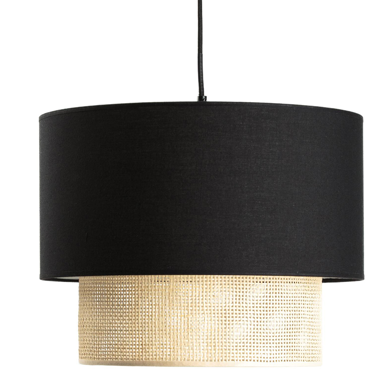 Подвесной светильник Ottar Wicker Black lampshade Бежевый Черный в Перми | Loft Concept 