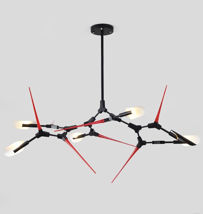 Люстра Red Spikes Chandelier 6 Черный Красный в Перми | Loft Concept 