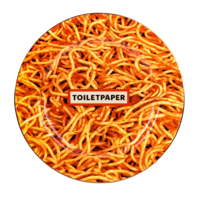 Тарелка Seletti Porcelain Plate Spaghetti Gold Border Оранжевый в Перми | Loft Concept 