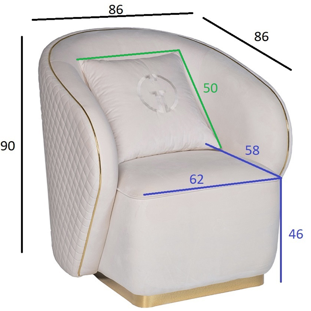 Кресло велюровое оттенка слоновой кости с простроченной спинкой Perfect Comfort в Перми