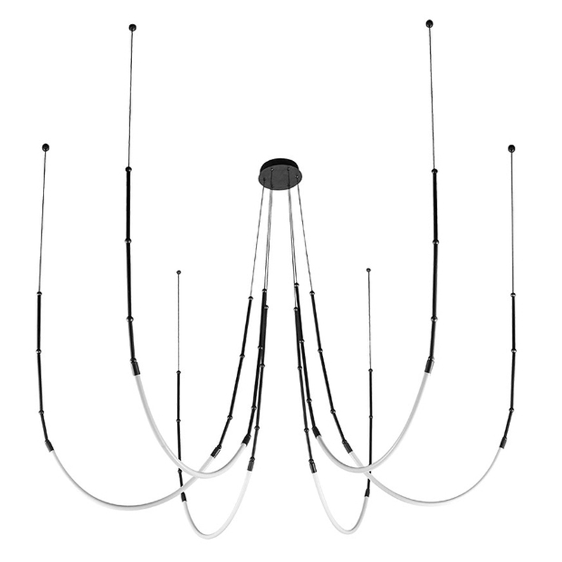Люстра подвесная с изогнутыми черно-белыми линиями Luke Lampco Tracer Lamp Черный Белый Люстра подвесная с изогнутыми черно-белыми линиями Luke Lampco Tracer Lamp Черный Белый в Перми | Loft Concept