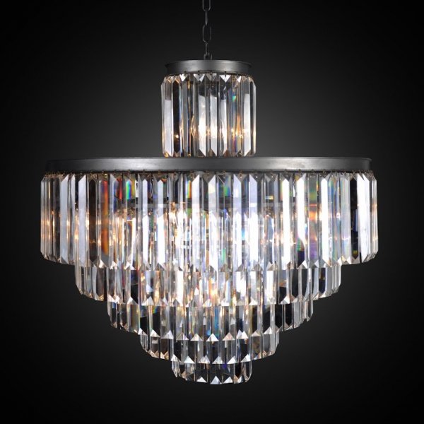 Люстра RH 1920s Odeon Clear Glass Fringe Chandelier - 6 rings Черный в Перми | Loft Concept 