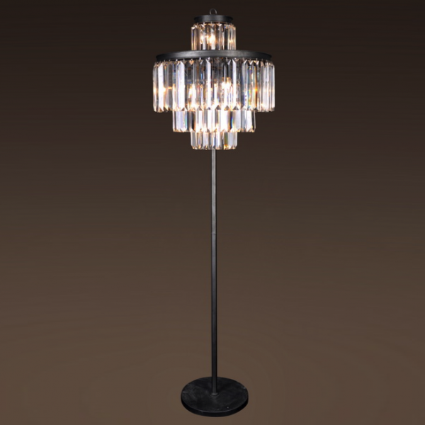 Торшер RH 1920S Odeon Clear Glass Floor Lamp 4 rings Черный Прозрачный в Перми | Loft Concept 