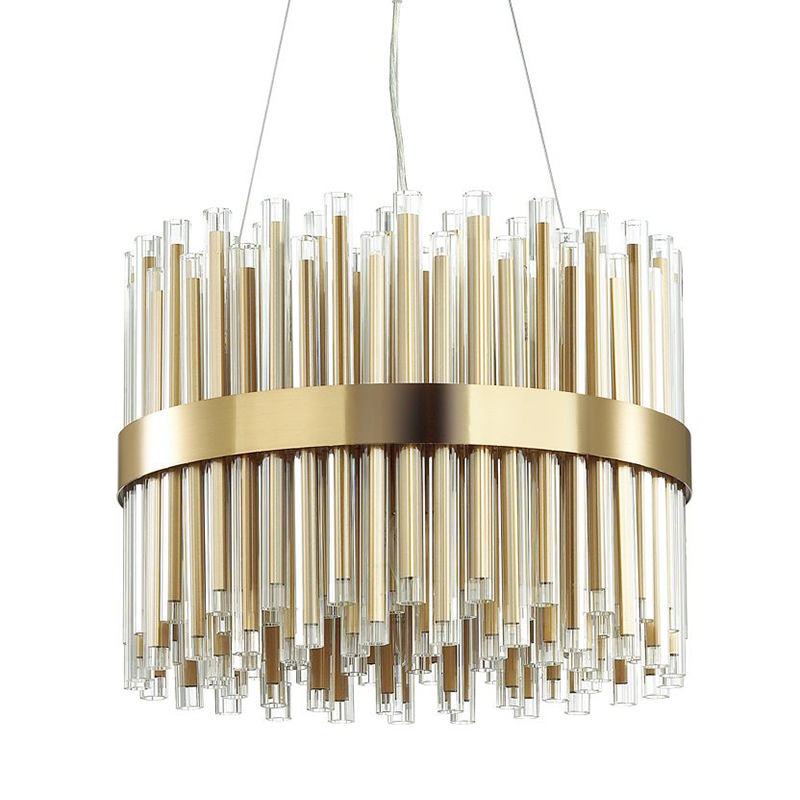 Люстра Gladwin Round Glass Tubes Chandelier Золотой Прозрачный в Перми | Loft Concept 