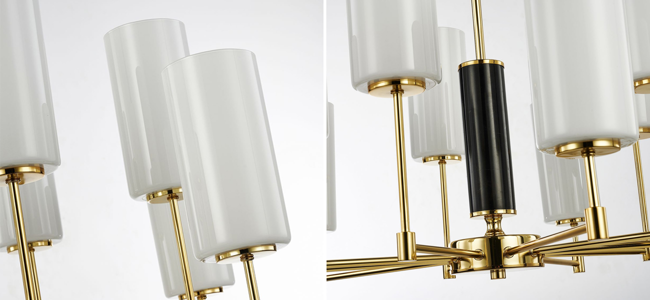 Люстра цвета золота с белыми матовыми плафонами Hovering D84 см - фото