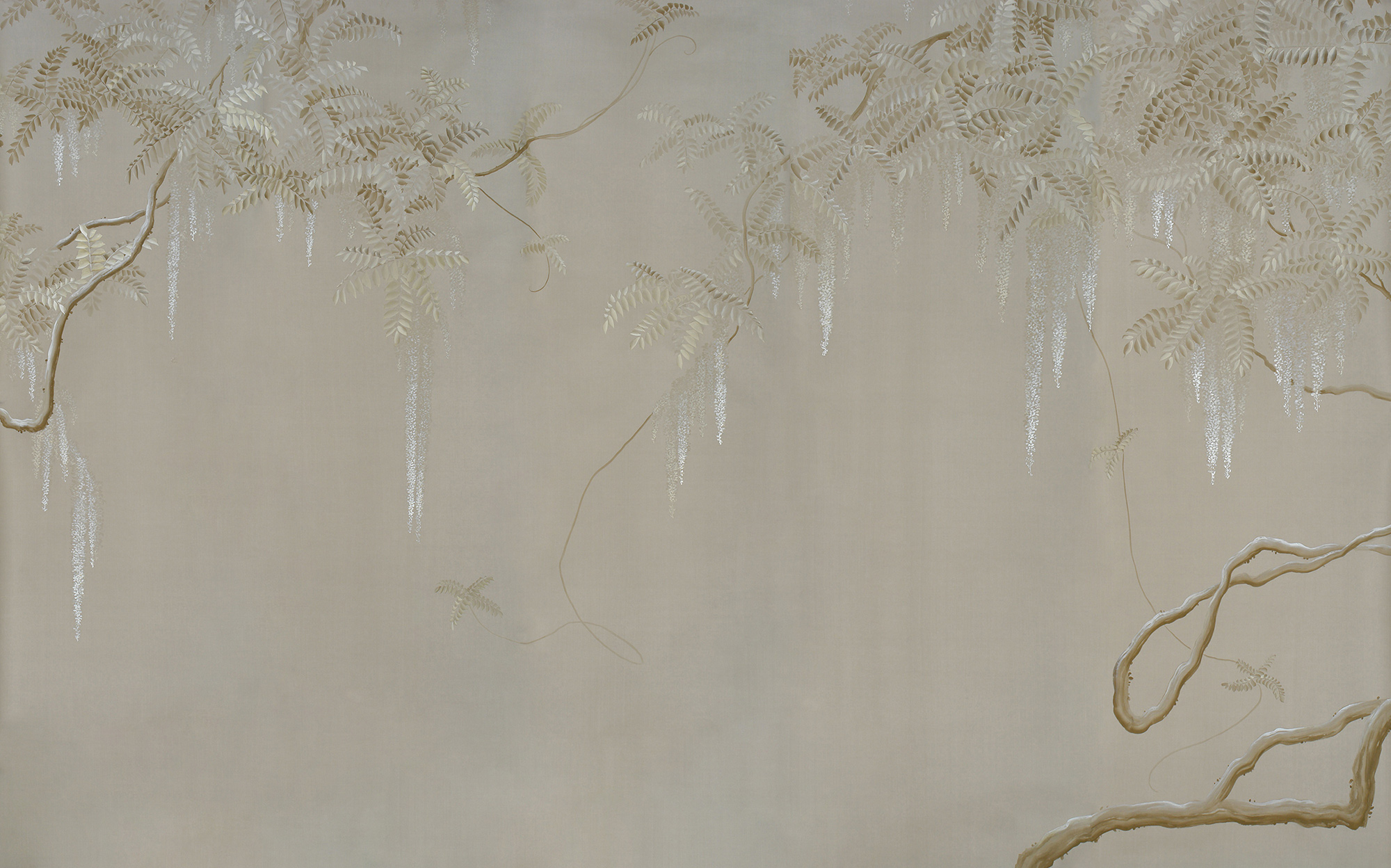 Обои ручная роспись Wisteria Limewash on Lead Grey dyed silk Обои ручная роспись Wisteria Limewash on Lead Grey dyed silk - постер Loft-Concept в Перми