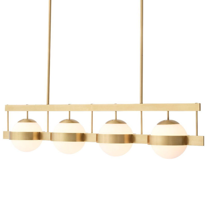 Люстра Eichholtz Chandelier Biba Brass Латунь Античная полированная Белое матовое стекло в Перми | Loft Concept 