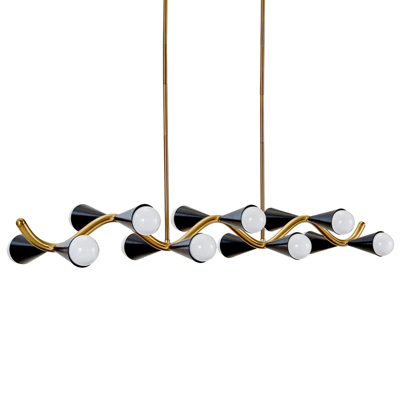 Линейная люстра Jonathan Adler CARACAS WAVE CHANDELIER Латунь Черный в Перми | Loft Concept 