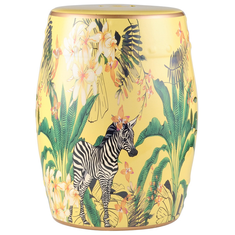 Керамический табурет Zebra Tropical Animal Ceramic Stool Yellow Желтый Черно-белый Зеленый в Перми | Loft Concept 