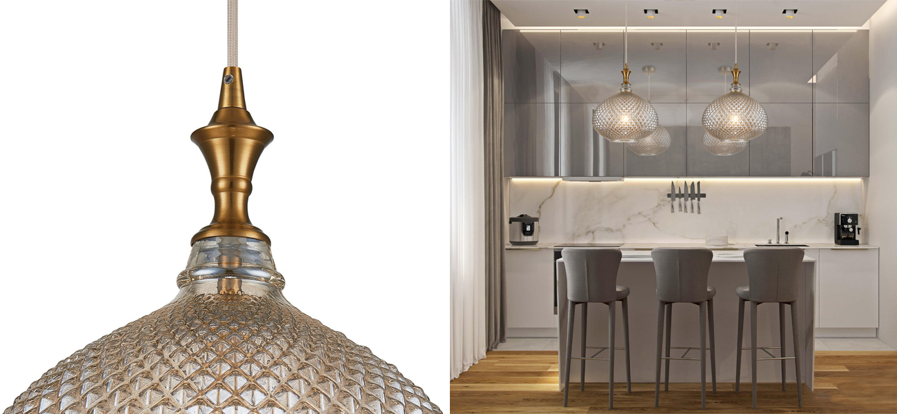 Подвесной светильник с рельефным плафоном Eustoma - фото