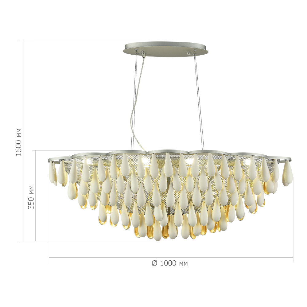 Люстра с подвесками в форме капель на серебристом каркасе Raindrop в Перми