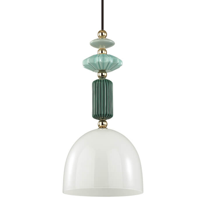 Подвесной светильник Iris hanging lamp green Белое матовое стекло Зеленый в Перми | Loft Concept 