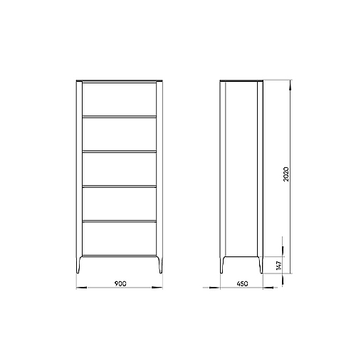 Стеллаж прямой темно-серый с открытыми полками Type  в Перми