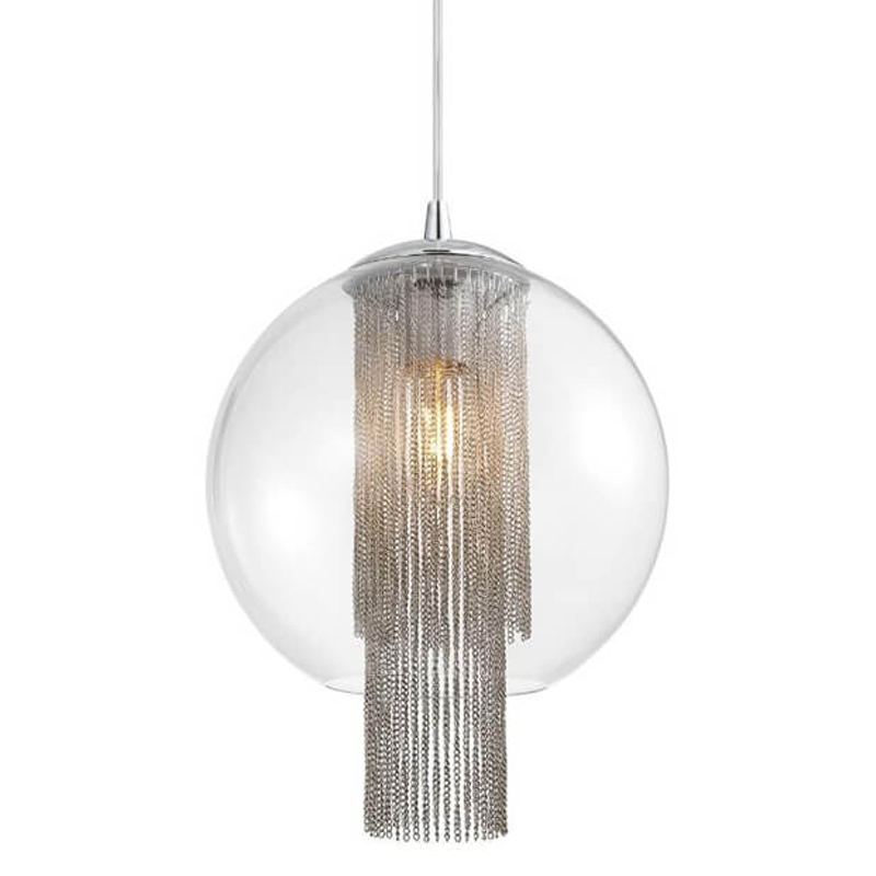 Подвесной светильник Cascade Chains Hanging lamp Прозрачное Стекло Хром Серебряный в Перми | Loft Concept 