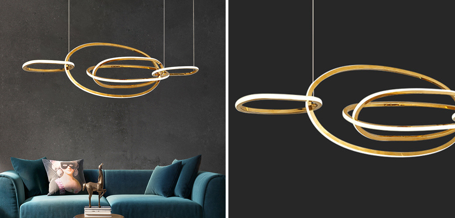 Люстра Horizontal Gold Oval Rings Chandelier - фото
