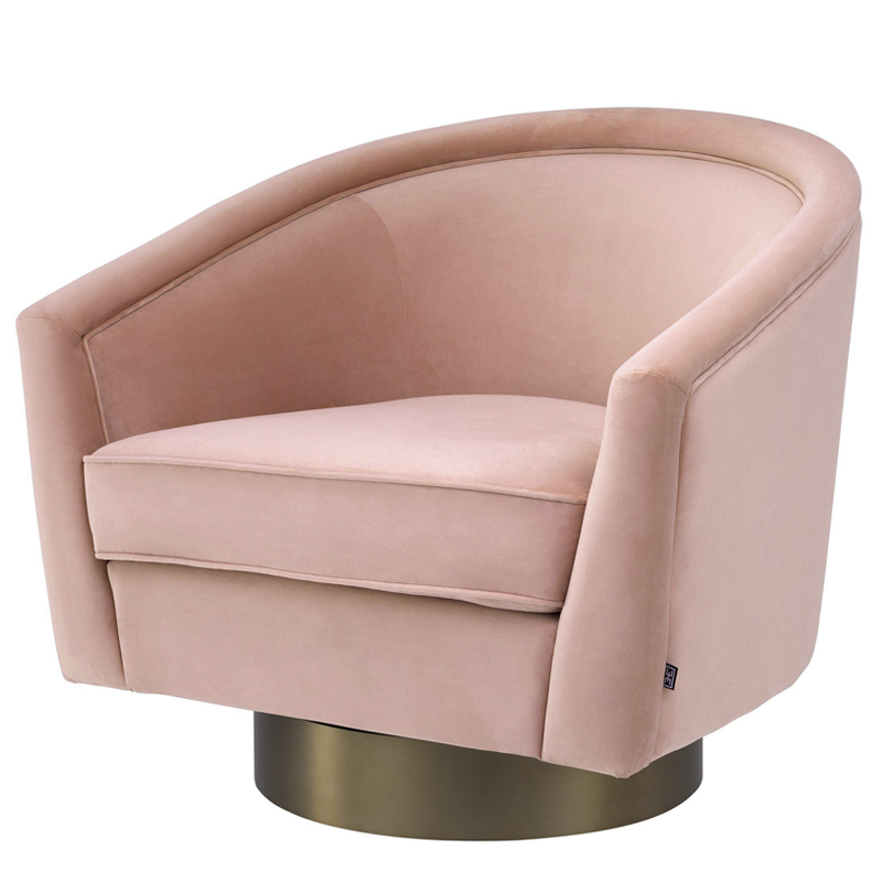 Кресло Eichholtz Swivel Chair Catene nude Розовый пастельный матовое золото в Перми | Loft Concept 