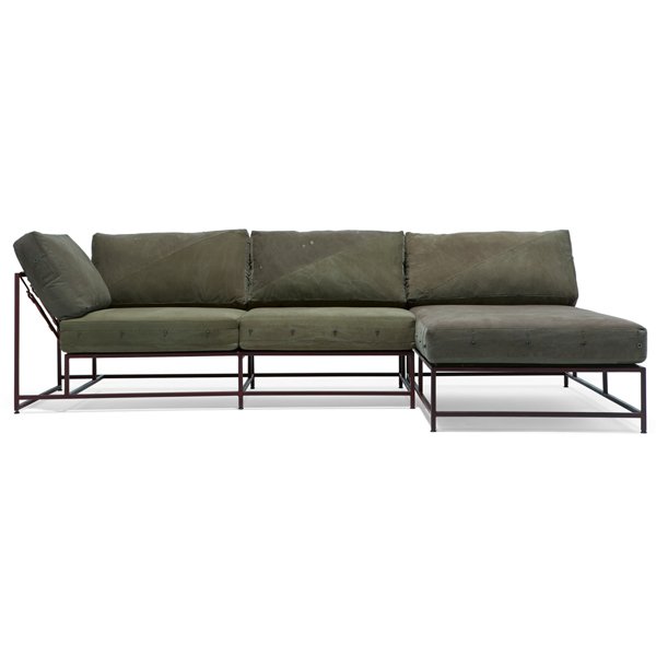 Угловой диван Olive Military Fabric Sectional sofa  Оливковый в Перми | Loft Concept 