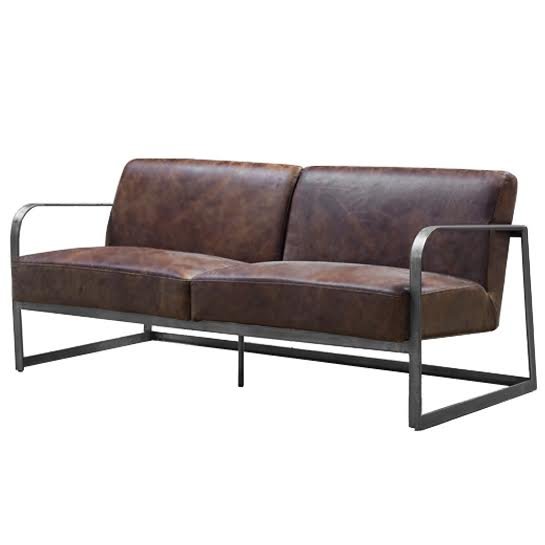 Диван INDIO METAL leather SOFA Коричневый в Перми | Loft Concept 