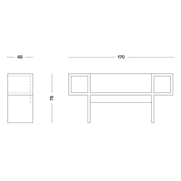 Дизайнерская скамейка Poltronova Canton  Beech and Black Bench в Перми