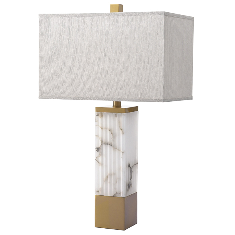 Настольная лампа Blanchefleur Marble Table Lamp Белый Мрамор Bianco Серый Латунь в Перми | Loft Concept 