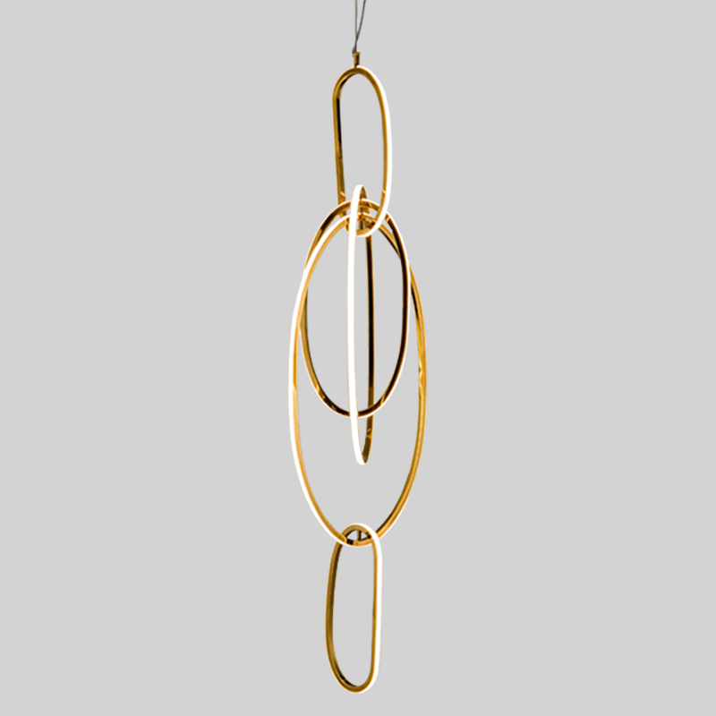 Люстра Vertical Gold Oval Rings Chandelier Золотой в Перми | Loft Concept 