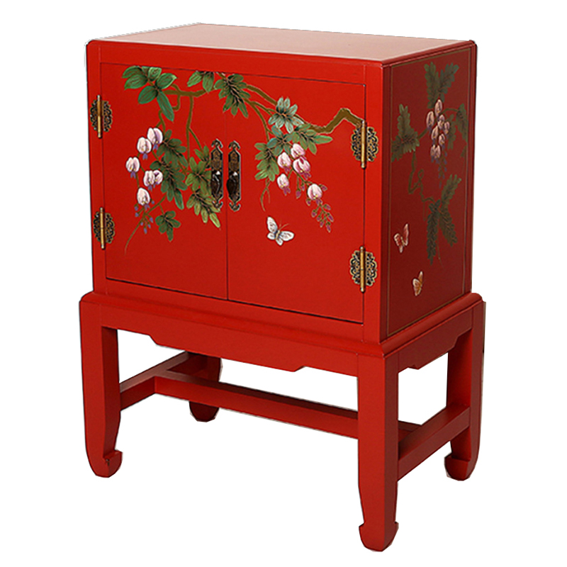 Красная Тумба в Китайском Стиле ручная роспись Бабочки и Ветвь Butterflies and Branch Nightstand Красный Красная Тумба в Китайском Стиле ручная роспись Бабочки и Ветвь Butterflies and Branch Nightstand Красный в Перми | Loft Concept