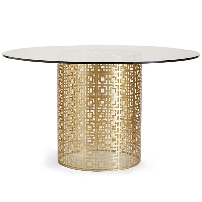 Обеденный стол Jonathan Adler Nixon Dining Table столешница Стекло Золотой Прозрачный в Перми | Loft Concept 