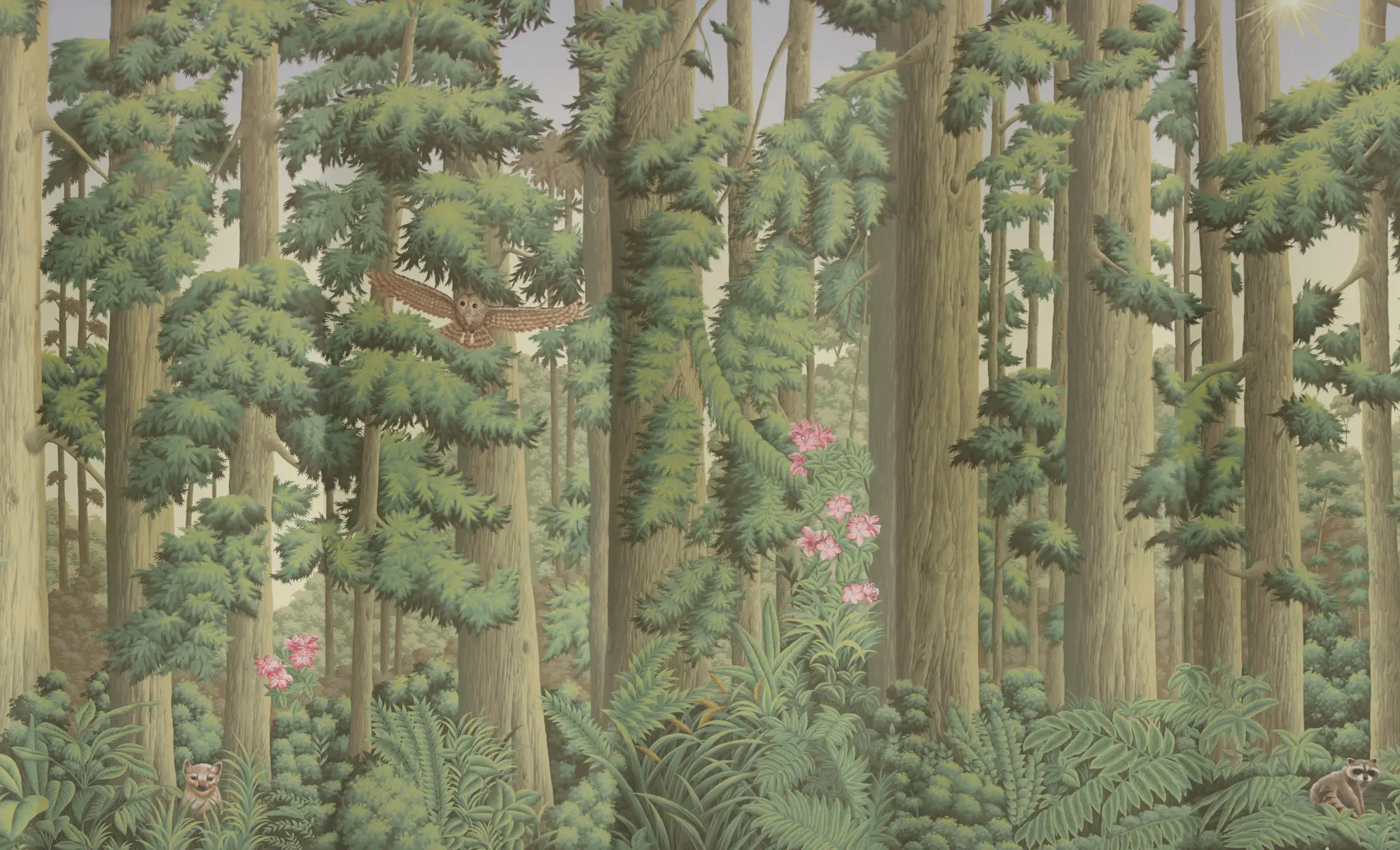 Обои ручная роспись Redwoods Sequoia colourway on Aurore scenic paper Обои ручная роспись Redwoods Sequoia colourway on Aurore scenic paper - постер Loft-Concept в Перми