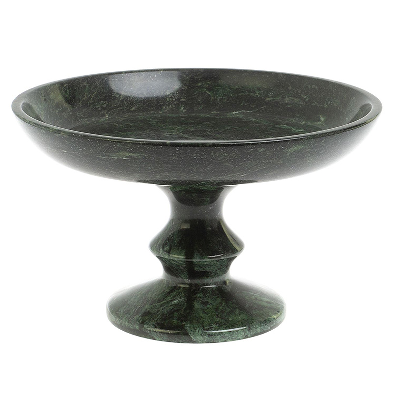 Фруктовница большая из натурального камня Змеевик Шабровский Natural Stone Fruit Bowls Зеленый Черный в Перми | Loft Concept 
