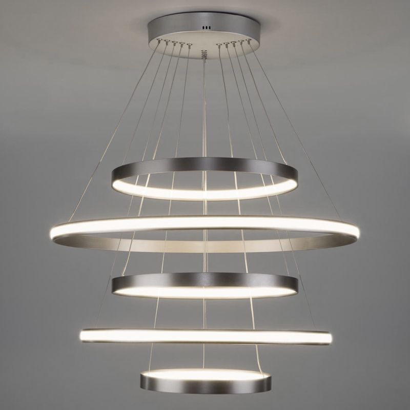 Люстра Light Ring  Vertical Silver 5 колец Никель Сатин в Перми | Loft Concept 