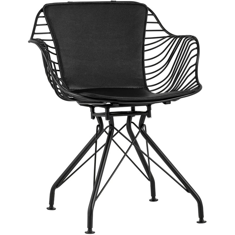 Стул Bertoia с подлокотником Chair Black metal Черный в Перми | Loft Concept 