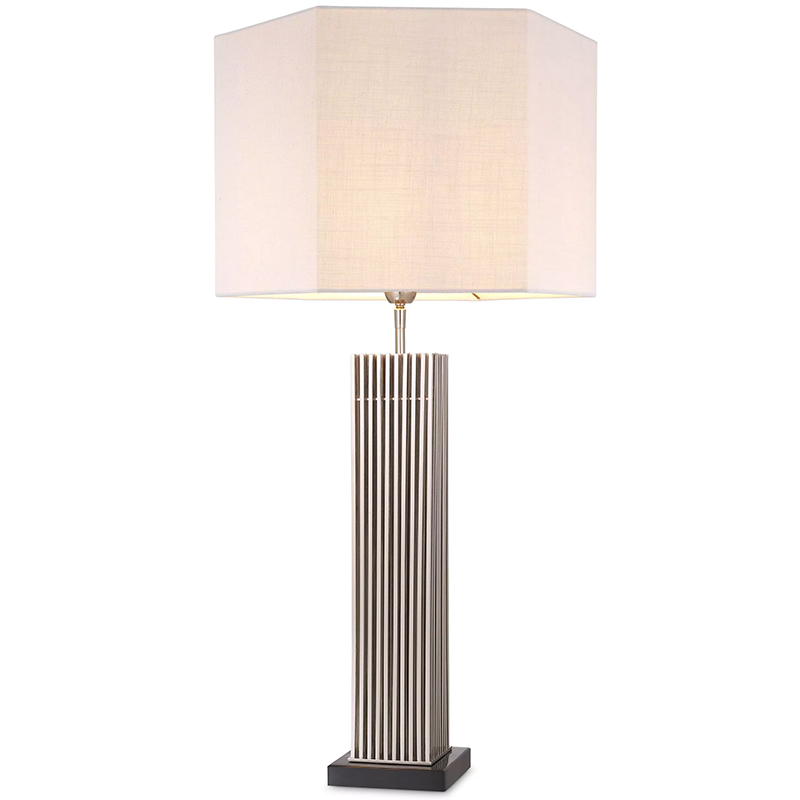 Настольная лампа Eichholtz Table Lamp Viggo Nickel Белый Никель Черный Мрамор Nero в Перми | Loft Concept 