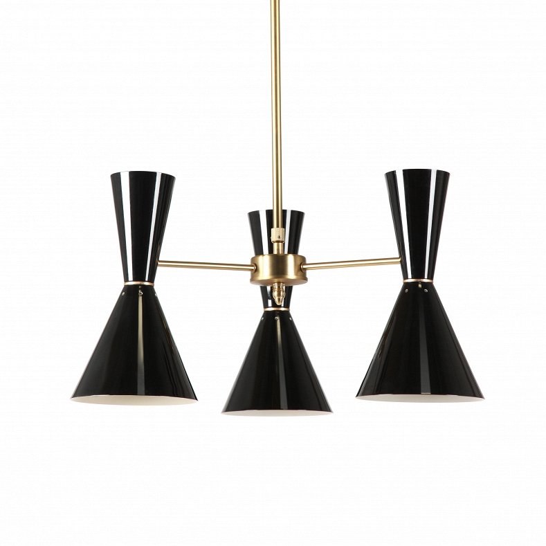 Люстра CAIRO Chandelier 3 Arm black Черный Латунь в Перми | Loft Concept 