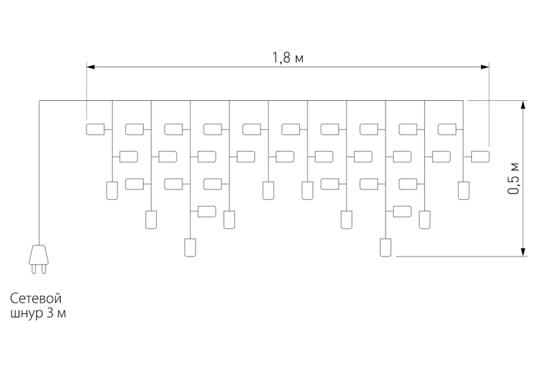 Гирлянда Бахрома с Цветными светодиодами в Перми