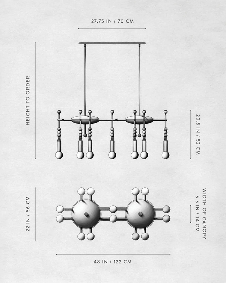 Линейная Люстра TALISMAN 14 патронов по дизайну студии Apparatus в Перми