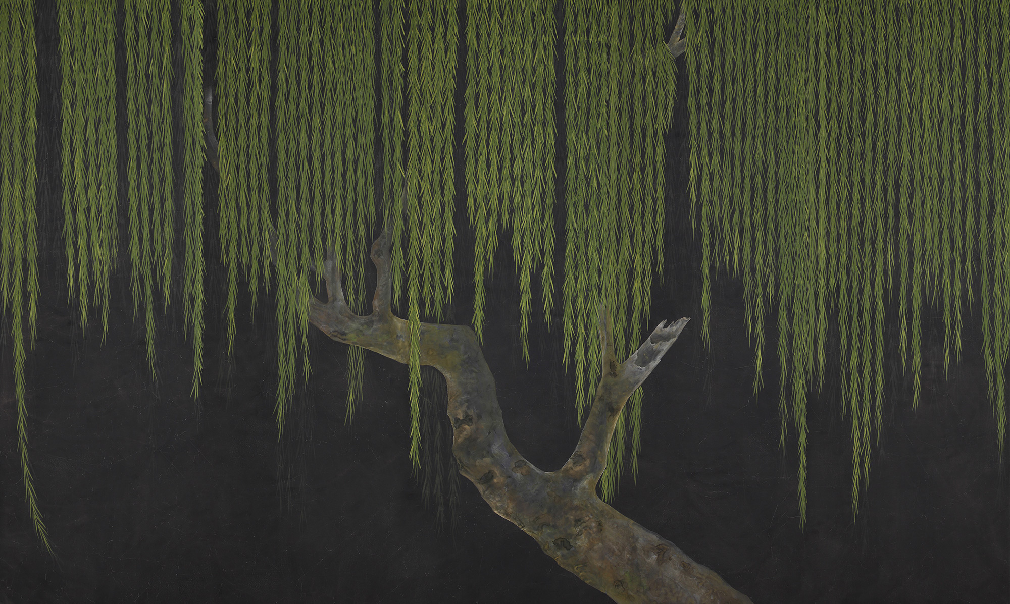 Обои ручная роспись Willow Original colourway on Edo Night painted silk Обои ручная роспись Willow Original colourway on Edo Night painted silk - постер Loft-Concept в Перми