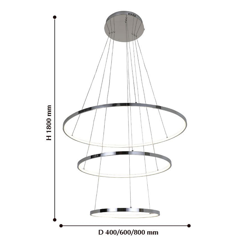 Кольцевая люстра цвета хром из трех колец в Перми