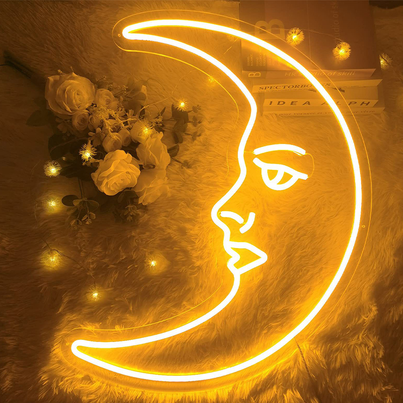 Неоновая настенная лампа Crescent Moon Neon Wall Lamp Прозрачный Желтый в Перми | Loft Concept 