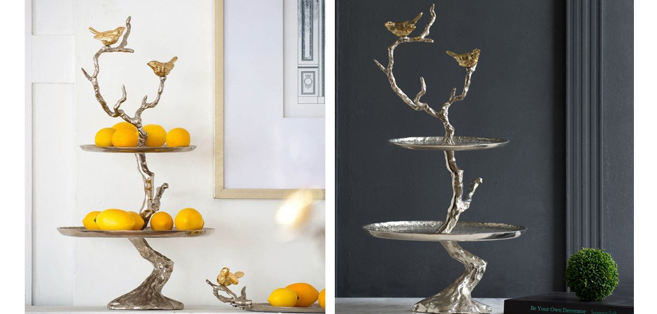 Блюдо двухъярусное Birds on Branches silver Блюдо двухъярусное Birds on Branches silver - Loft-Concept в Перми