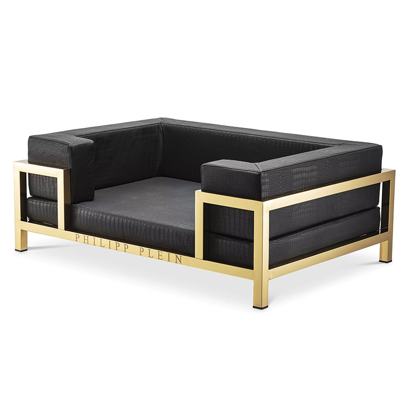 Лежанка для домашних животных Philipp Plein Dogbed High Conic Limited XL Gold Черный Золотой в Перми | Loft Concept 