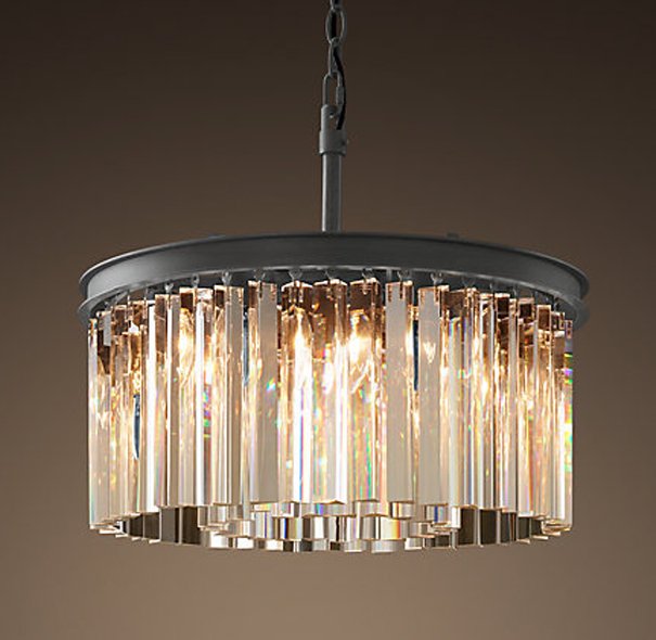 Люстра RH Rhys Clear Glass Prism Round Chandelier 40 Черный в Перми | Loft Concept 