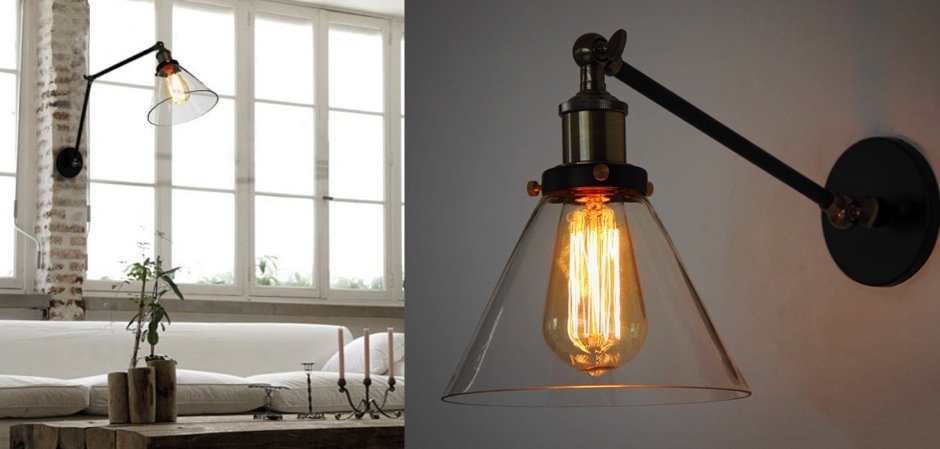 Бра Gloce Cone Shade Loft Industrial Glass Бра Gloce Cone Shade Loft Industrial Glass - Loft-Concept в Перми