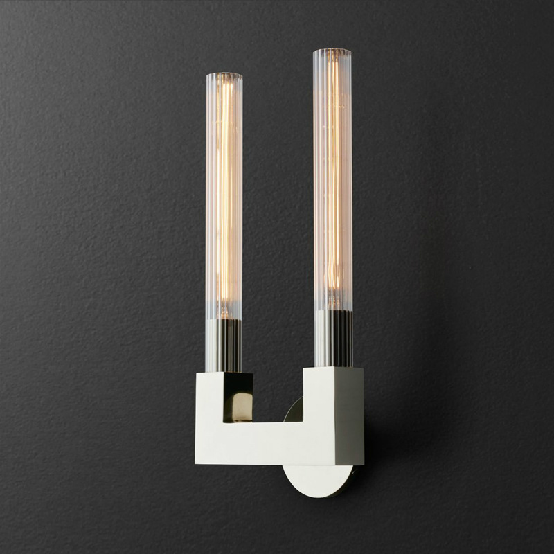 Бра RH CANNELLE wall lamp DOUBLE Sconces Chrome Хром Прозрачное Стекло в Перми | Loft Concept 